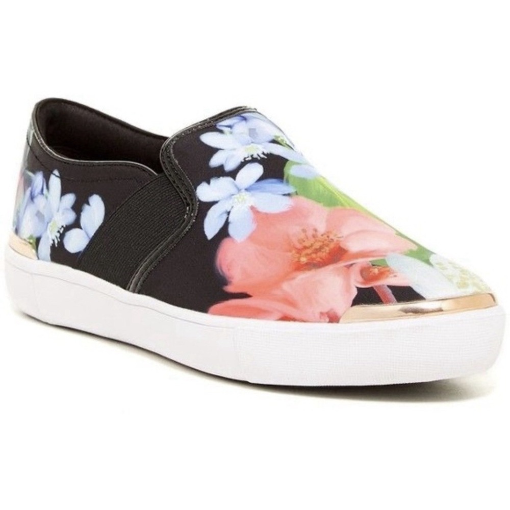 Ted Baker London Laulei Floral Blossom Slip On Sneakers with‎ Gold Womens 8